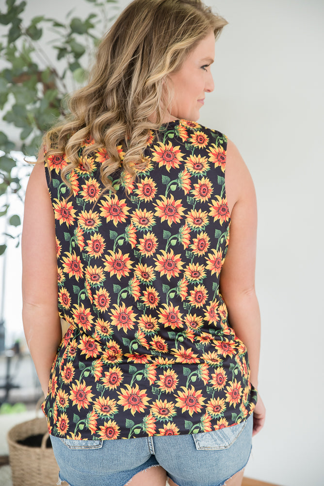 Seeking Sunflowers Lace Tank